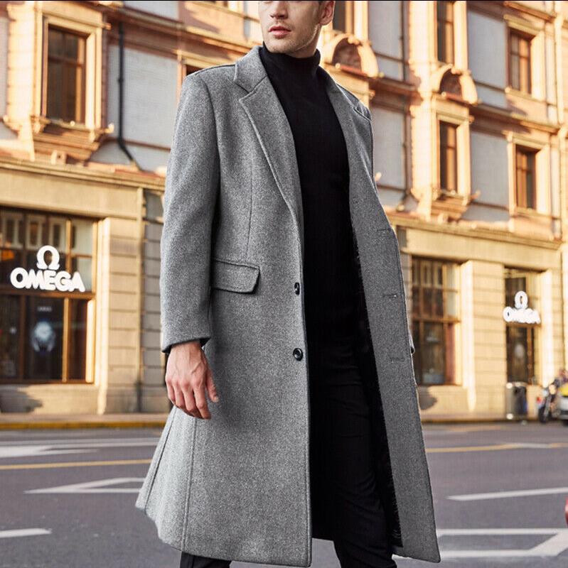 Men's Long Trench Woolen Coat