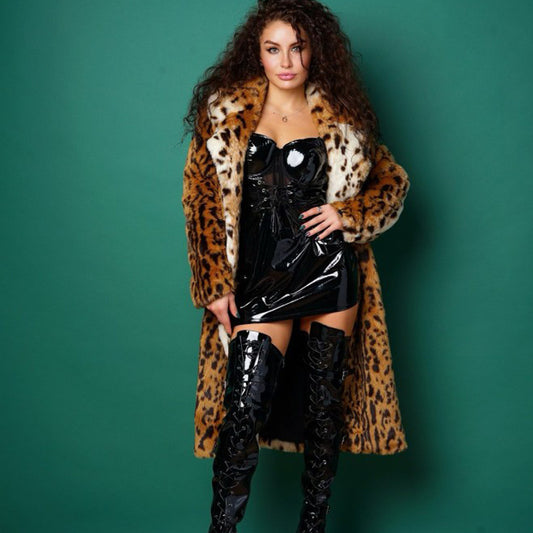 European And American Leather Fur Coat Leopard Fur Extended Artificial Wool