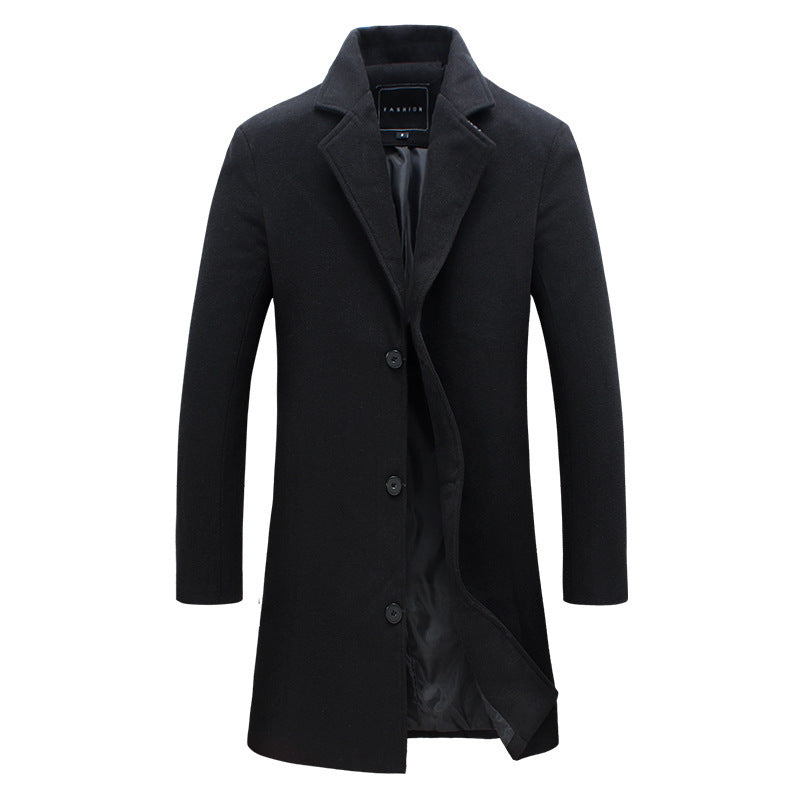 Solid color single-breasted trench coat