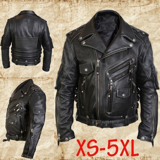 LJ06- Men's cycling leather jacket