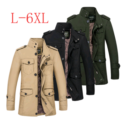 Cotton washed large size men's business stand collar coat autumn new middle-aged casual windbreaker jacket