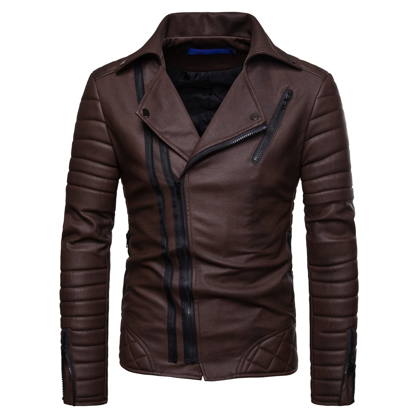 Zippered PU leather jacket