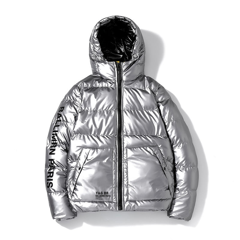 Coat hooded shiny