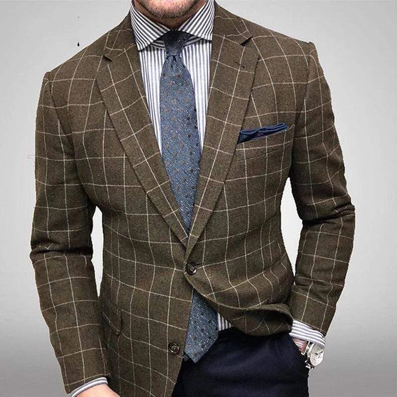 Plaid Casual Suit Men