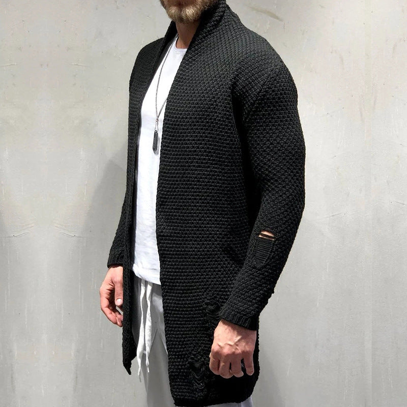 Mittellanger Strickjackenpullover für Herren 