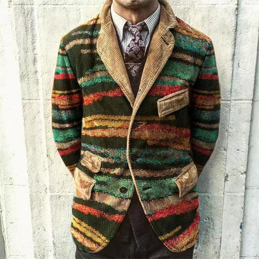 Men's fashion print personality trend suit jacket