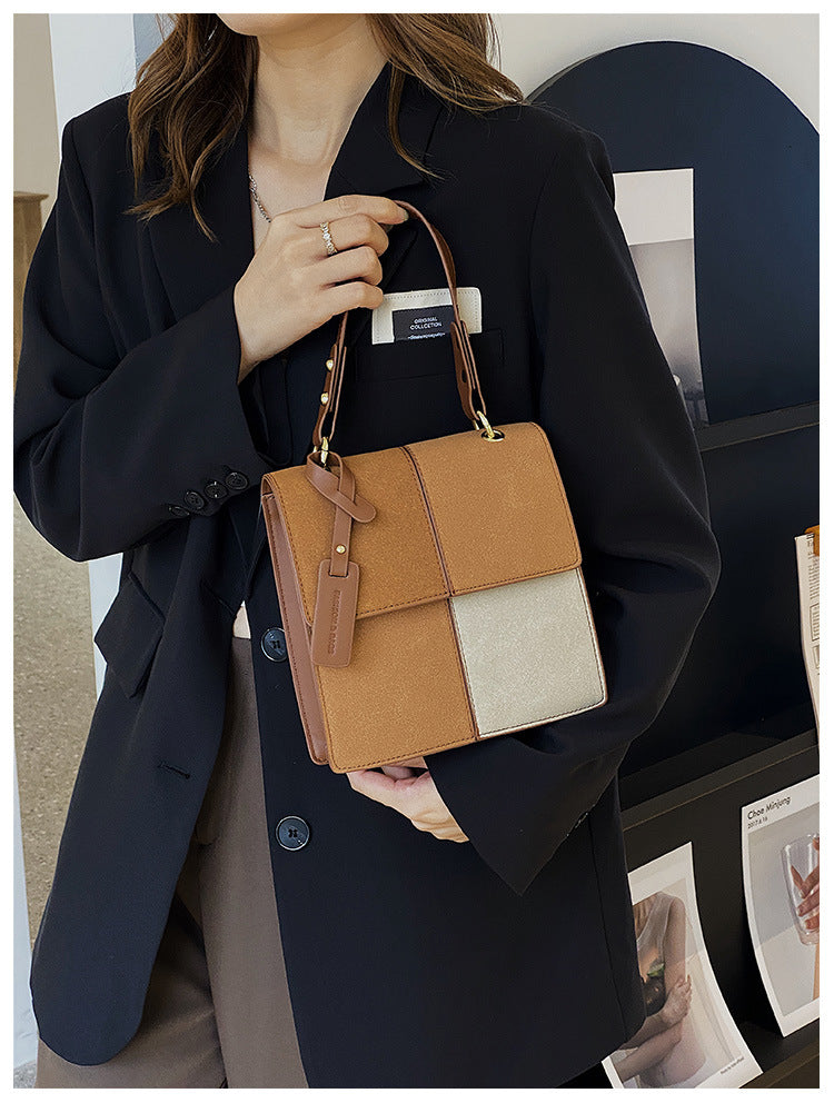 Trendy Fashion Ladies Handbag Bag New Simple Stitching Square Shoulder Messenger Bag