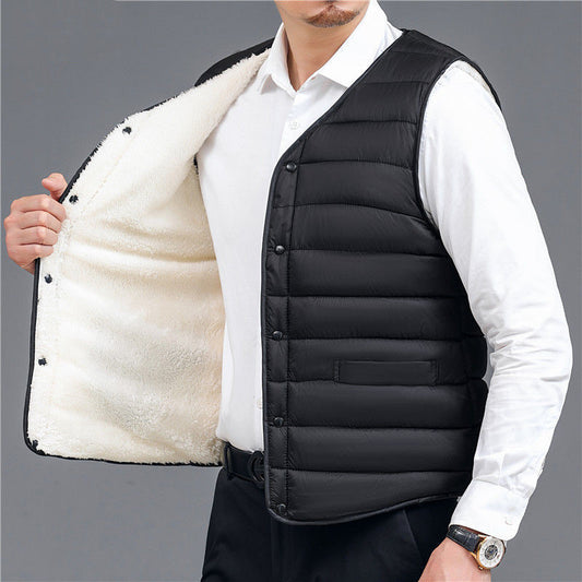 Plush Down Cotton Vest Men's Plus Size Thickening To Keep Warm