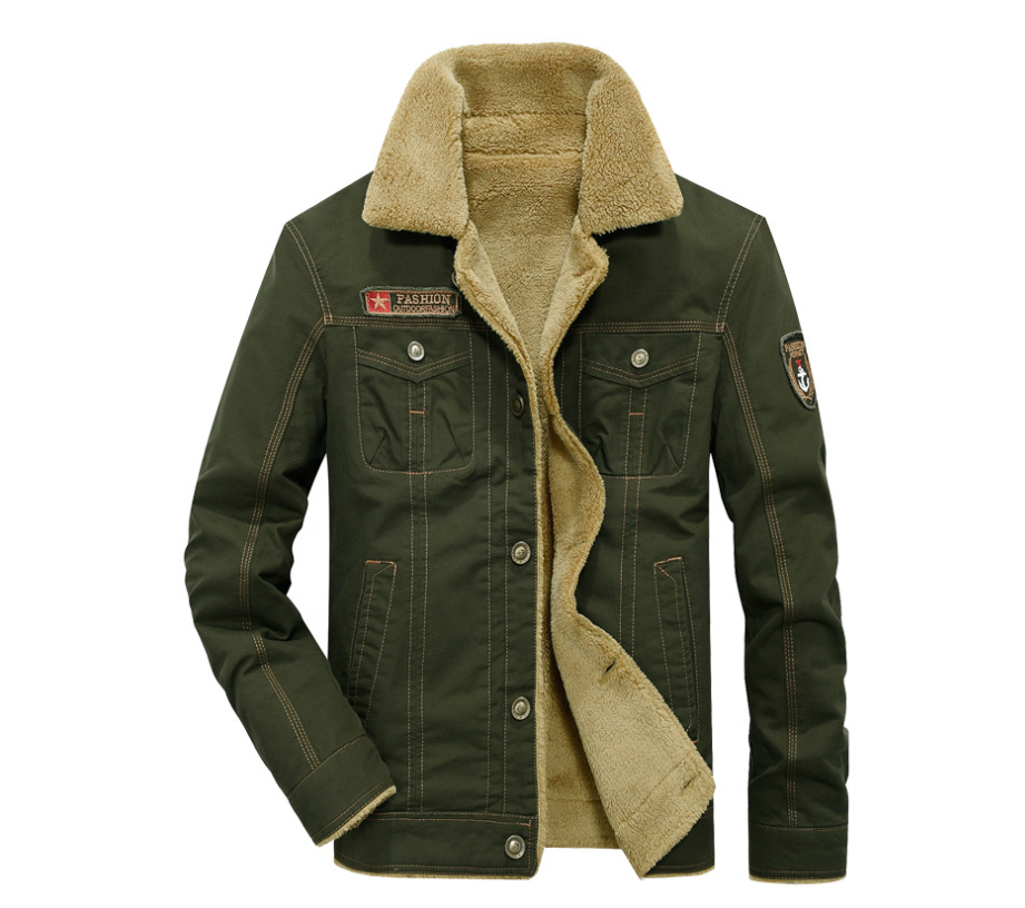 Winter plus samt dicken revers uniformen air force one jacke jacke baumwollkleidung männer 