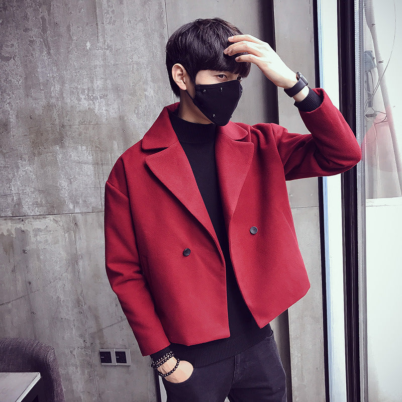 Stylist woolen coat with lapel jacket