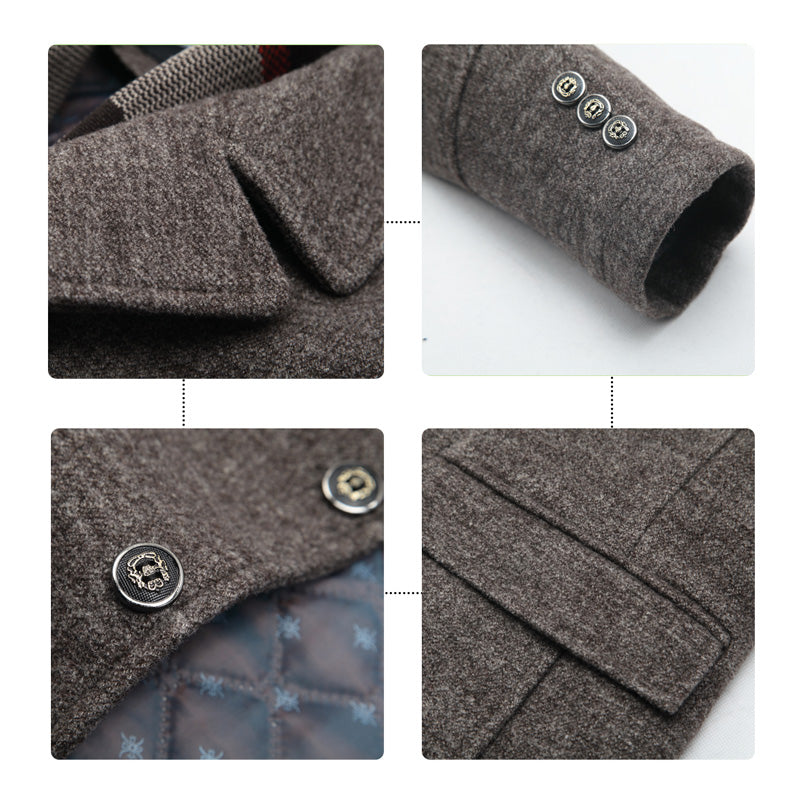 Men's winter scarf collar woolen men's long coat