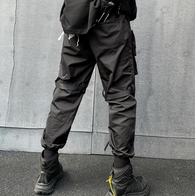 Spring new men dark China loose casual overalls Youth ins fried street bound functional pants