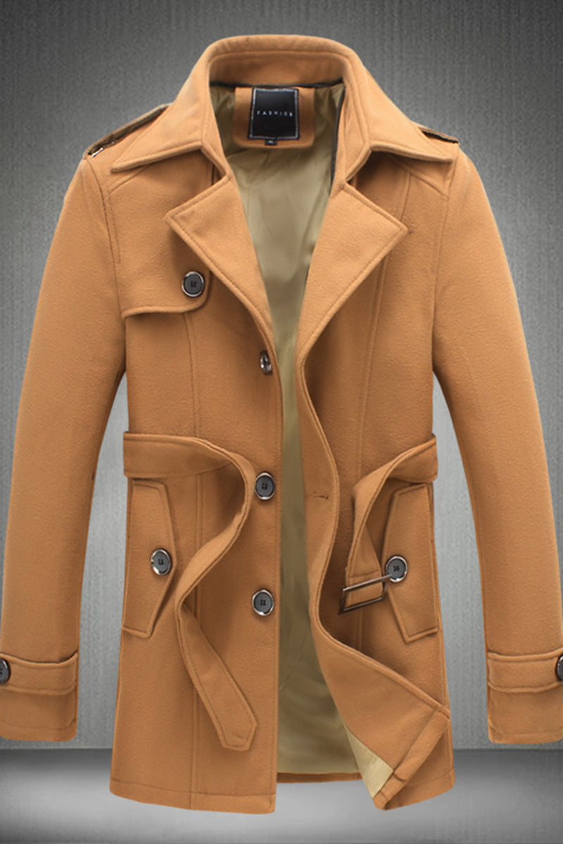 Men's short trench coat hooded