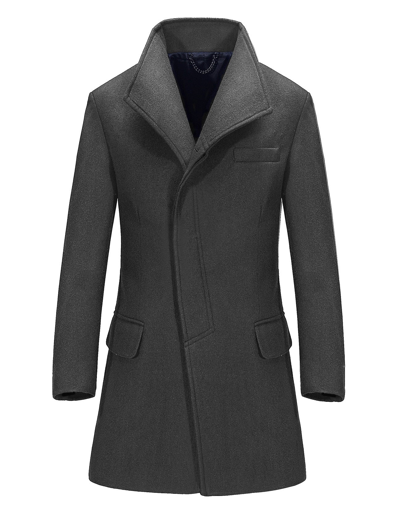 Long mid-length men's wool coat