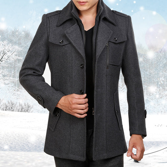 Winter men's woolen coat