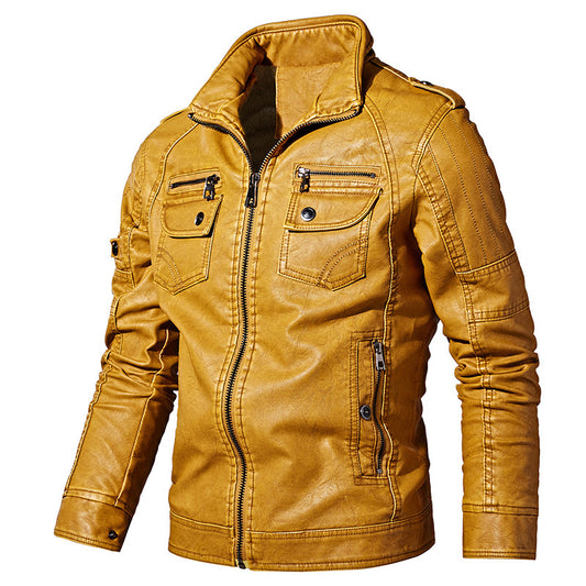 Men's winter casual fleece motorcycle jacket