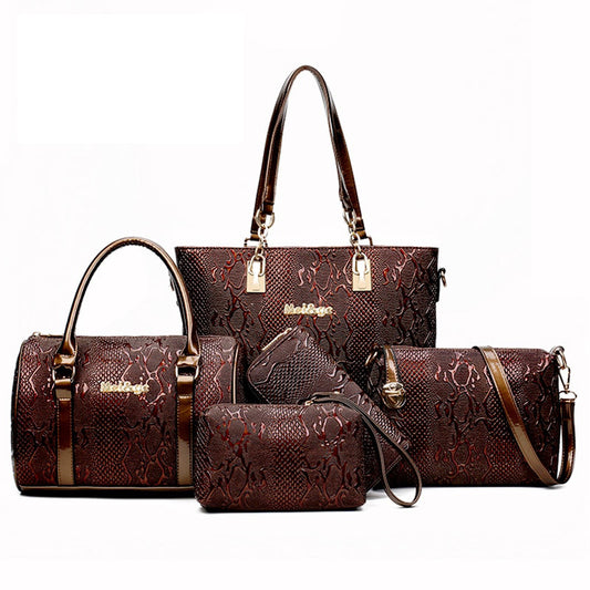 Women bag Leather Handbags Fashion Shoulder Bags Female Purse High Quality Six-Piece Set Designer Brand Bolsa Feminina