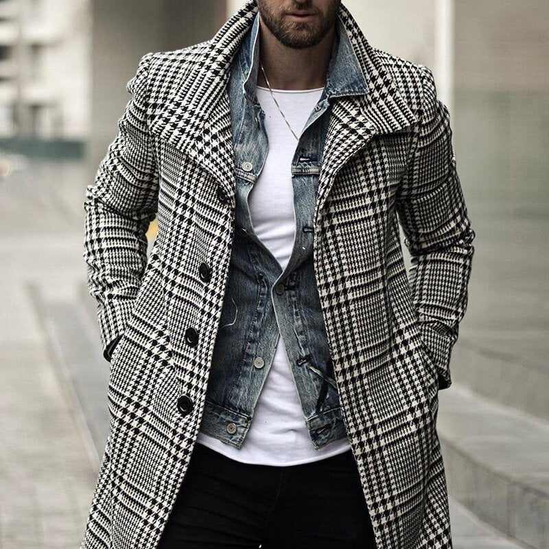 Men's Mid-length Woolen Trench Coat