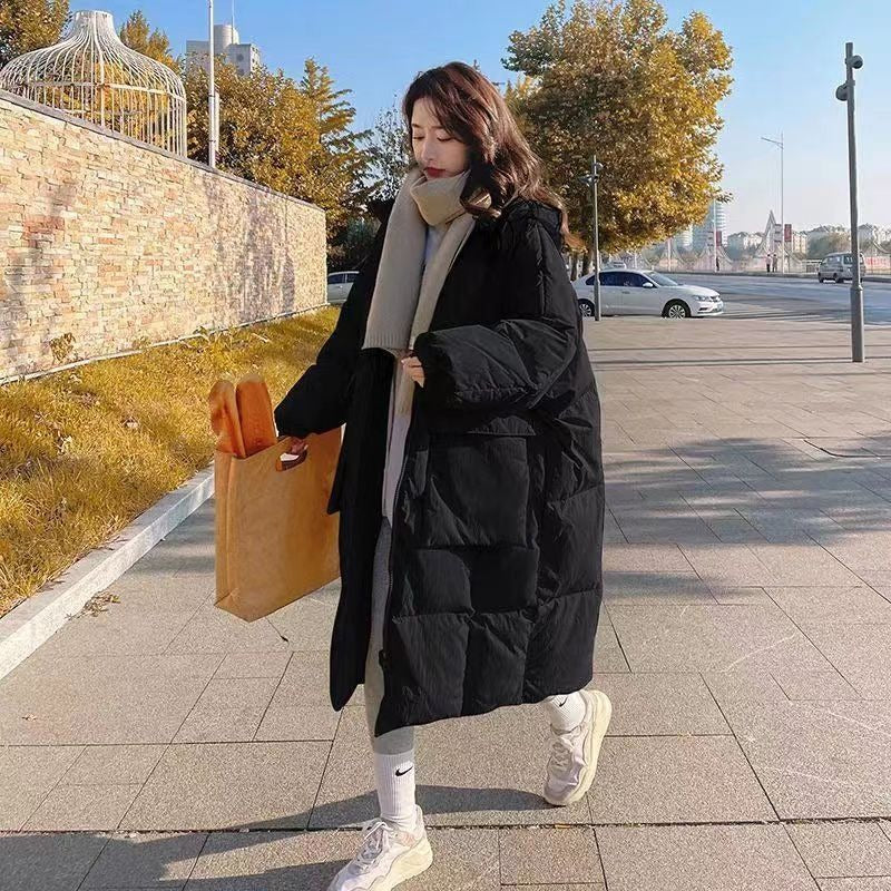 Milk Yellow Down Cotton Jacket For Women Medium Long Winter Style Chic Loose And Thickened Cotton Jacket