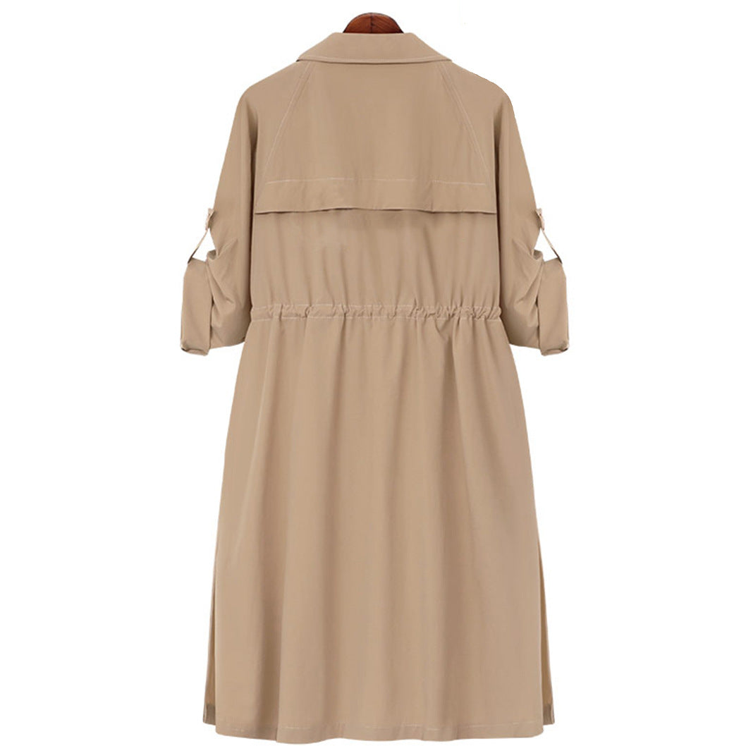 Women's Loose And Simple Waist Mid-length Trench Coat