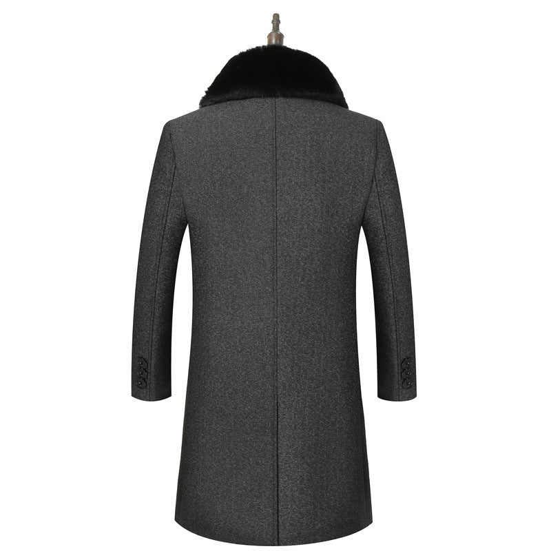 Plush padded winter mid-length woolen jacket