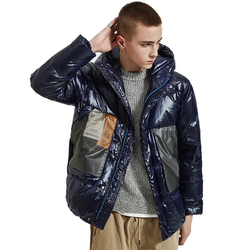 Glossy short men's down jacket