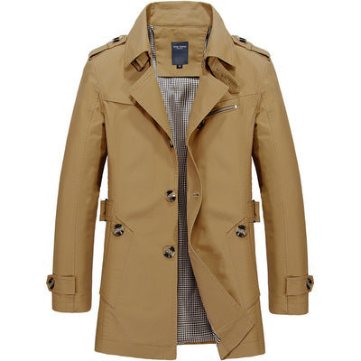 Men's casual  mid-length trench coat