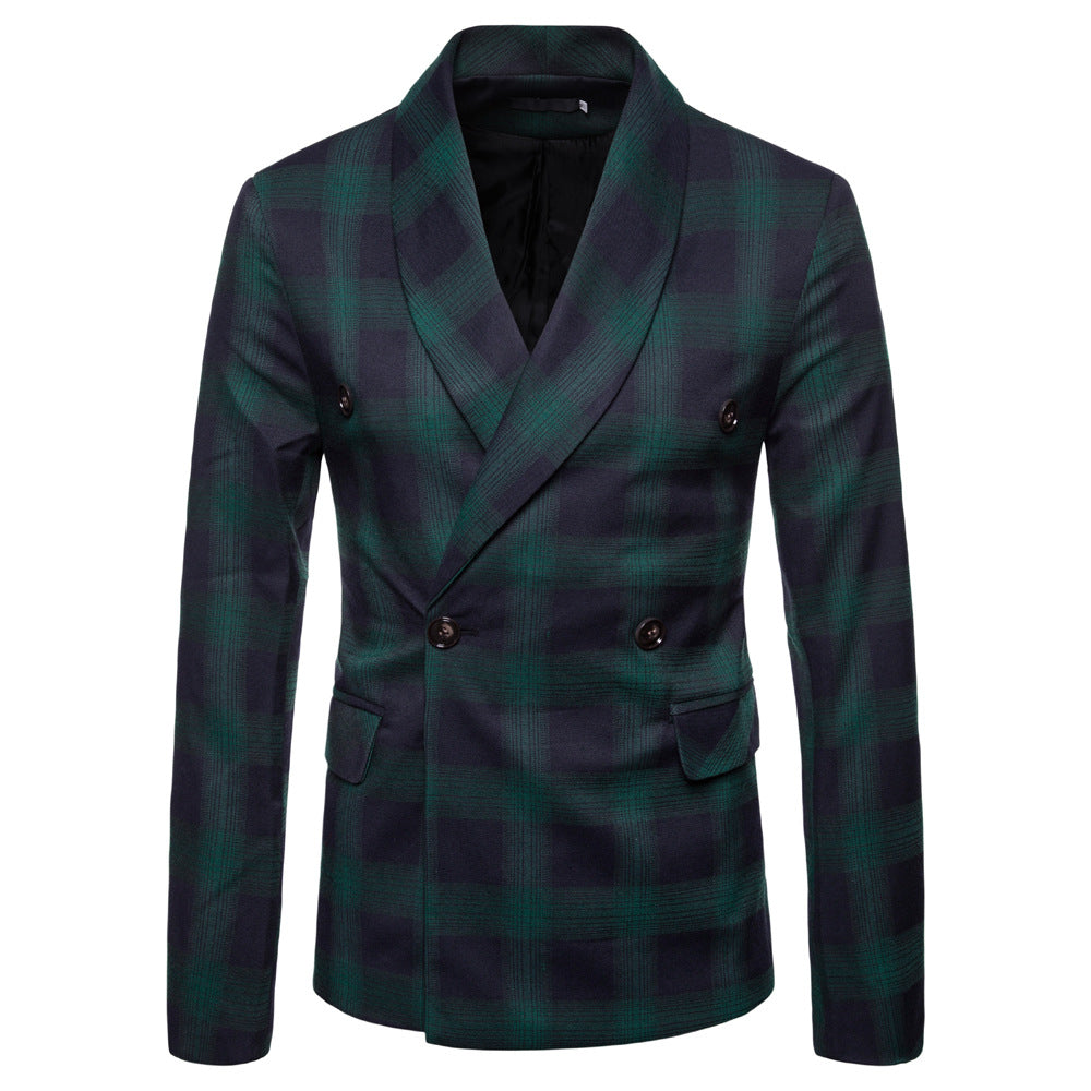 winter new style men's casual plaid suit jacket