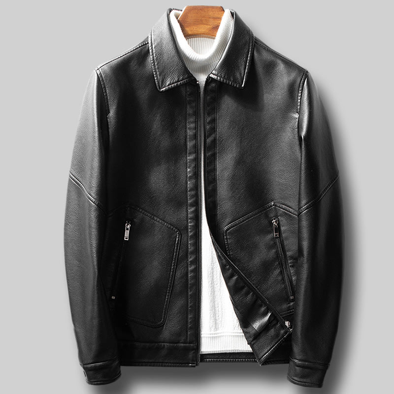 Trendy casual leather jacket