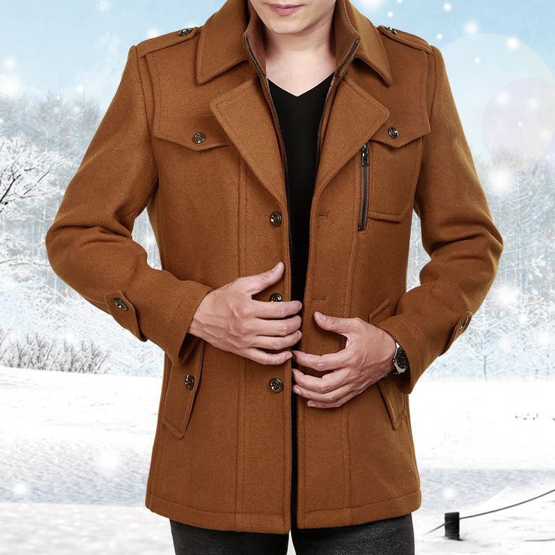 Winter men's woolen coat