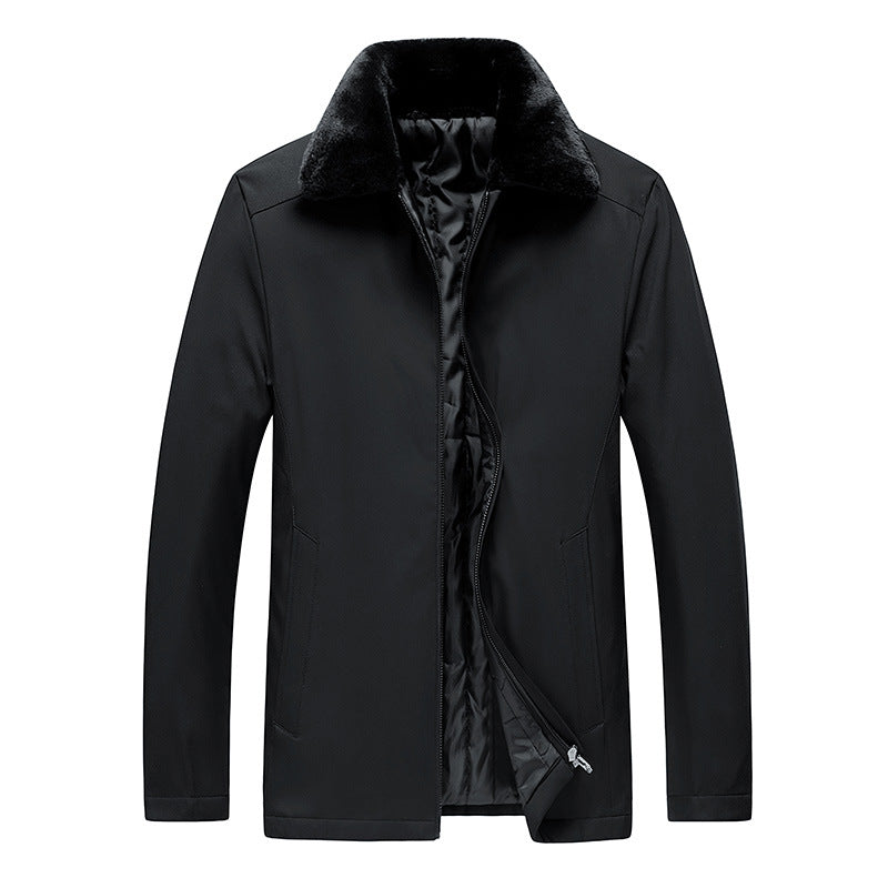 Warm Cotton-padded Jacket Plus Velvet Padded Fur Collar Top