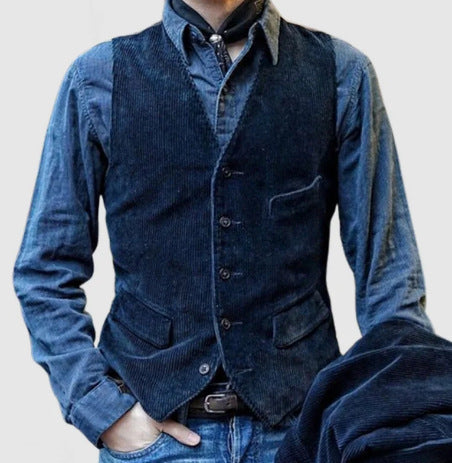 American Retro Men's Vest Corduroy Vest Casual Jacket