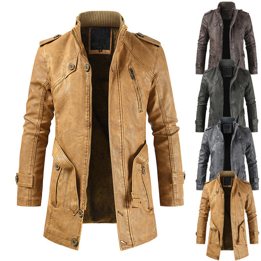 Mid length leather jacket