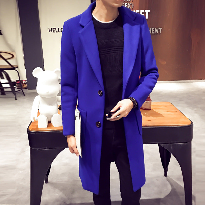 Men's woolen long trench coat