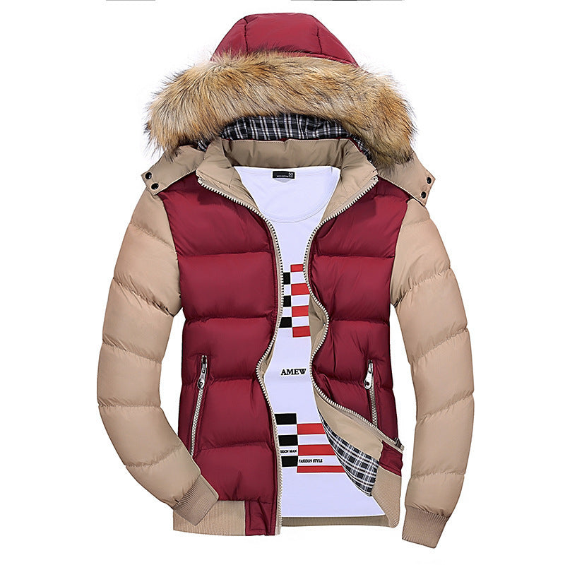 Men Fur Collar Hooded Cotton jacket