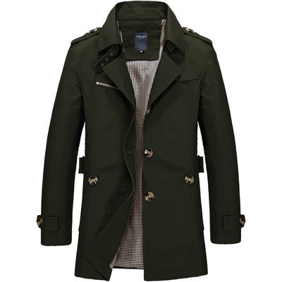 Men's casual  mid-length trench coat