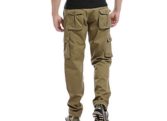 In winter many new men's leisure pants pocket tooling plus cashmere washing overalls warm 012