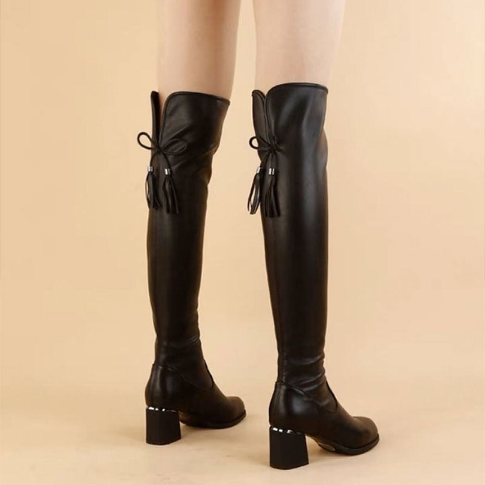 Casual Long Tube Knee Length Anti Slip And Wear-resistant Versatile Fashion Boots