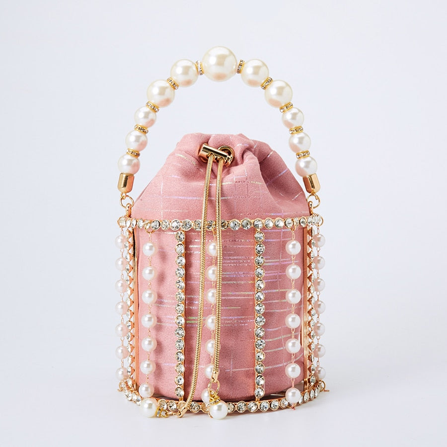 Rhinestone Pearl Clutch Women Handmade Diamond Beaded Bag