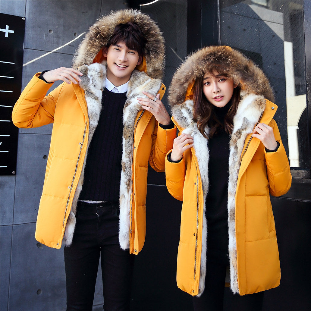 2021 new down jacket men's long section Korean youth lovers men's winter large size coat thickening