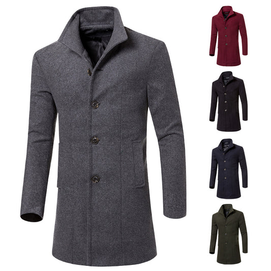 Fashion lapel long coat men's wool coat