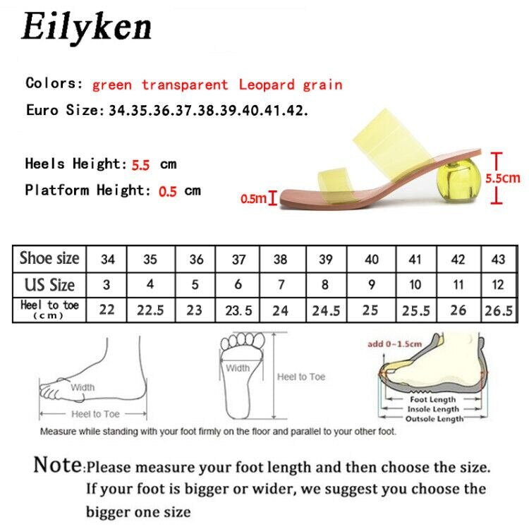 Eilyken Square Toe Ladies Transparent Round Ball Heel