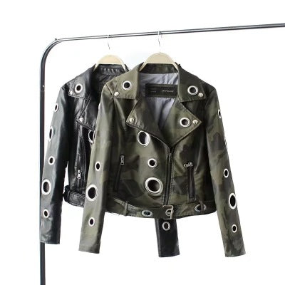 Leather motorcycle biker jacket