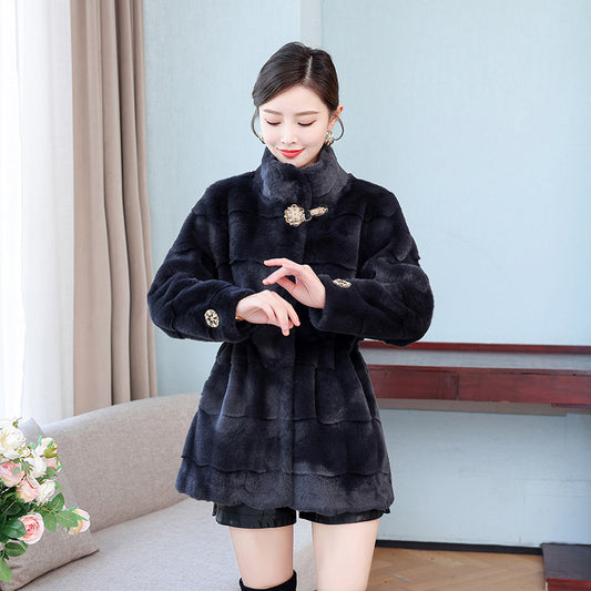 Mid-length Mink Coat Women's Thick Coat With Fur