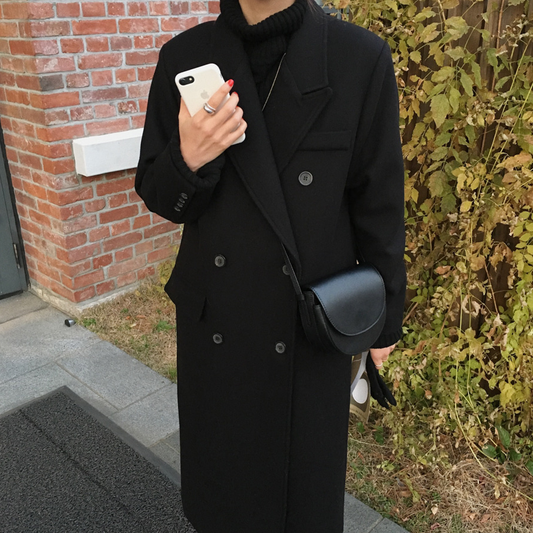 Temperament British Japanese Hepburn Style Woolen Coat