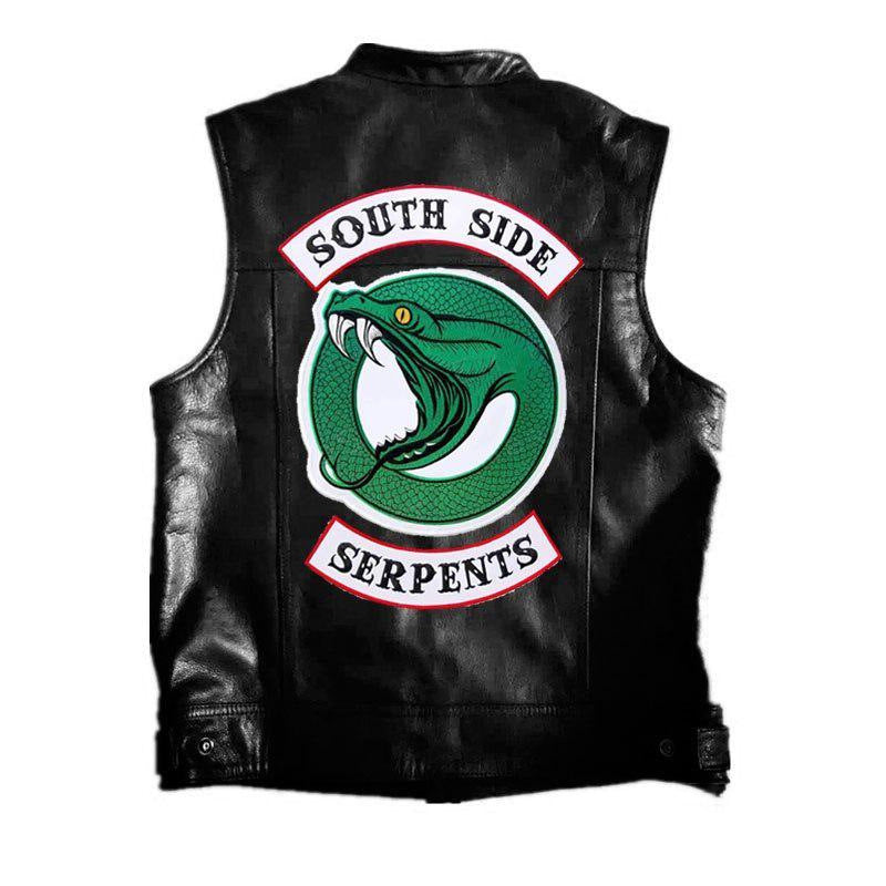 Men's patch leather vest