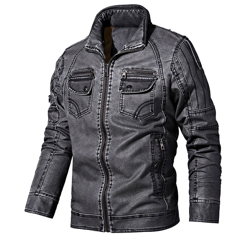 Men's winter casual fleece motorcycle jacket