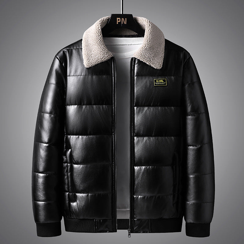 Lapel Collar Trendy Men's Winter Jacket Thickened