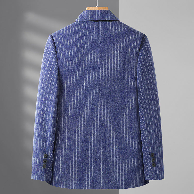 Herrenanzugjacke aus Wolle mit Streifen und Jacquardmuster, modischer Tweed