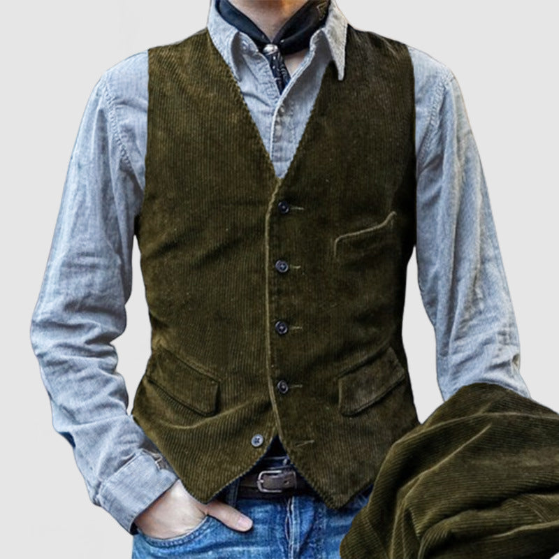 American Retro Men's Vest Corduroy Vest Casual Jacket